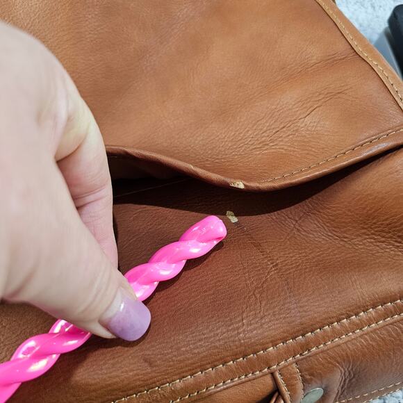 Clava American Leather Gusset Laptop Messenger Style Bag Case Brown 13x10x5 Vtg - Picture 12 of 13